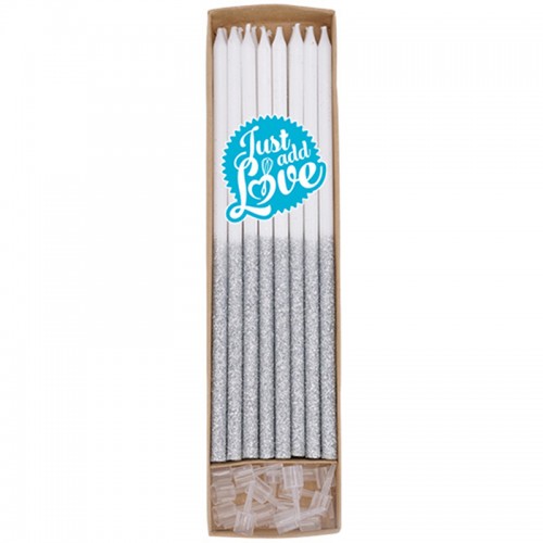 Velas Brancas Glitter Prateado